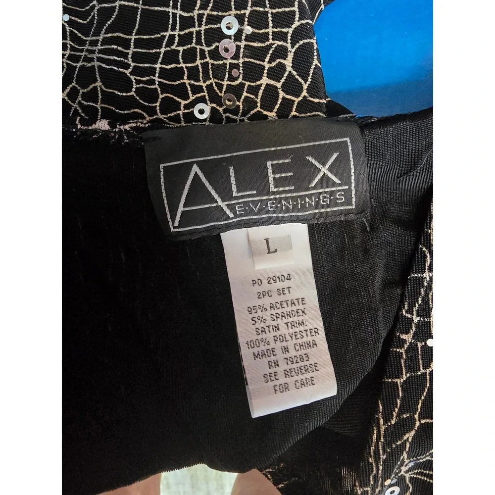 Alex Evenings Womens Black Gold Crackle Sequin Scoop Neck Formal Tank Top Large - Picture 3 of 4